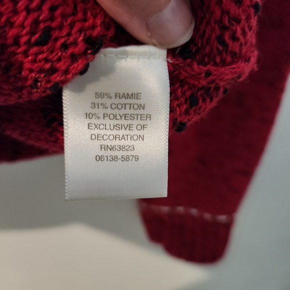 Vintage Christopher & Banks  1/4 Zip Penguin Pullover Sweater Red Snowflakes Med - Picture 6 of 8